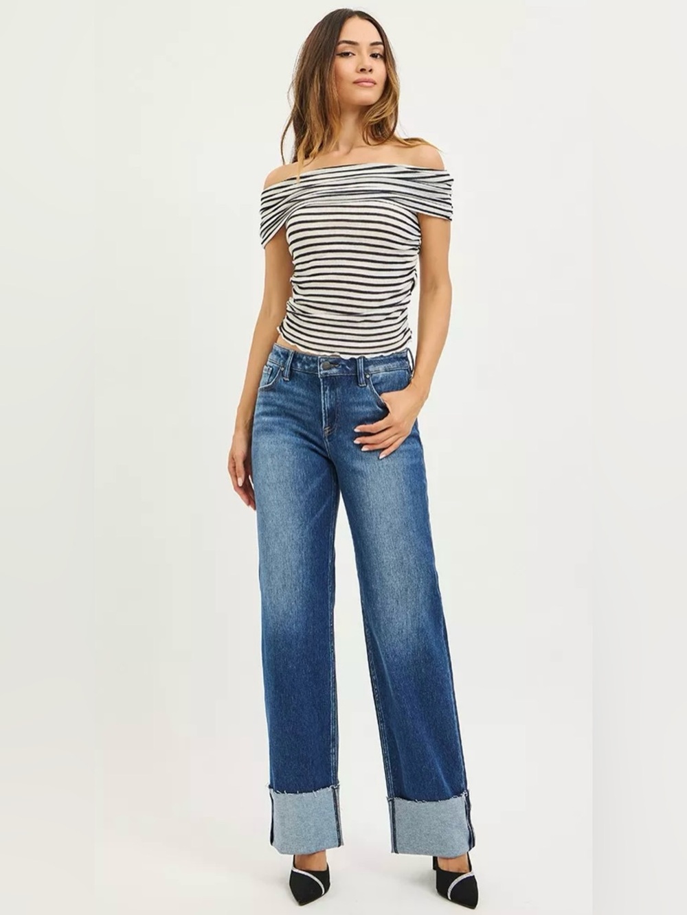 RISEN Mid Rise Straight Leg Jeans